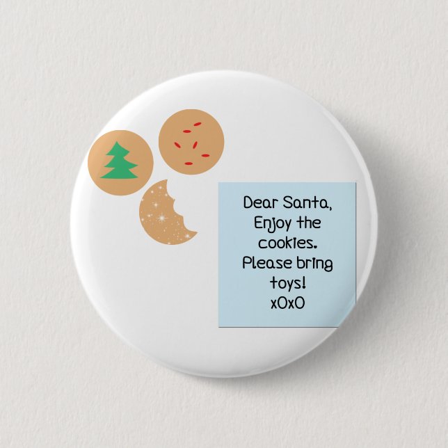 Dear Santa Cookies Please Bring Toys 6 Cm Round Badge (Front)