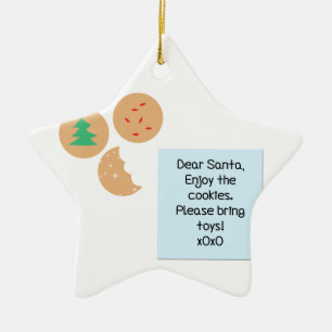 Dear Santa Cookies Please Bring Toys Ceramic Tree Decoration