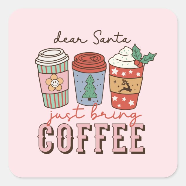 Dear Santa | Cute Christmas Square Sticker (Front)