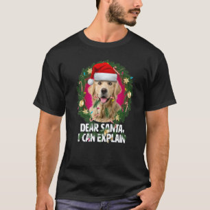 Dear Santa Cute Golden Retriever  Naughty for Chri T-Shirt