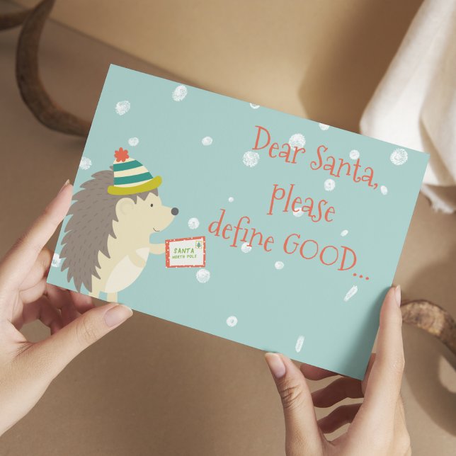 Dear Santa, Define Good! Funny Christmas Postcard (Creator Uploaded)