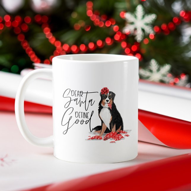 Dear Santa Define Good Naughty Dog Watercolor Coffee Mug (Dear Santa Define Good Naughty Dog Watercolor Coffee Mug)