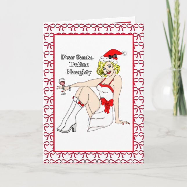 Dear Santa, Define Naughty | Christmas Humour  Card (Front)