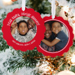 Dear Santa Define Naughty Photo Christmas<br><div class="desc">Dear Santa, Define Naughty a fun Personalised Photo Christmas Card from Ricaso - designed with a fun typography text with two photo templates, one to the front and one to the back. Bold text and fun bright red colour .. This ornament card not only makes a wonderful holiday greeting but...</div>
