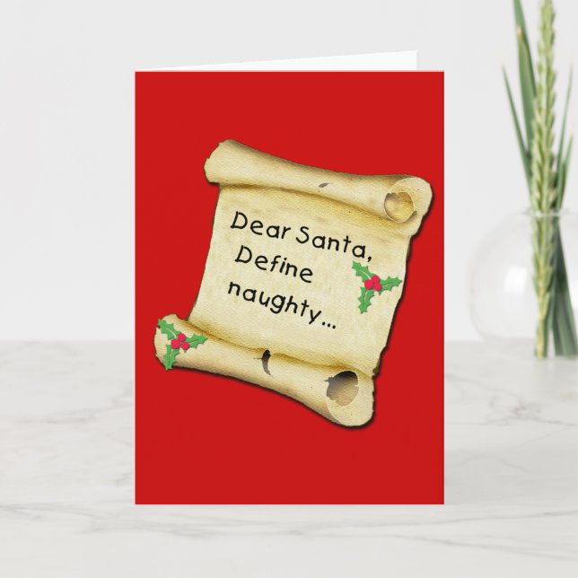 Dear Santa...Define Naughty T-shirts, Baby Clothes Holiday Card (Front)
