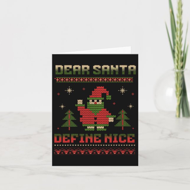 Dear Santa Define Nice Funny Santa Christmas Game  Card (Front)