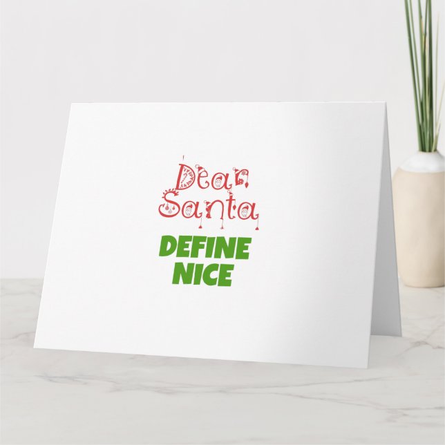 Dear Santa define nice Thank You Card (Front)