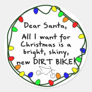 Dear Santa Dirt Bike Classic Round Sticker
