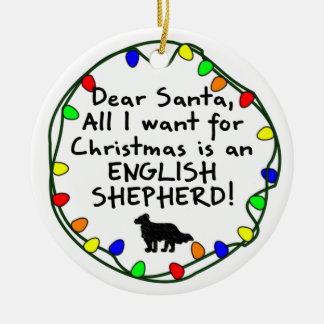 Dear Santa English Shepherd Ceramic Tree Decoration