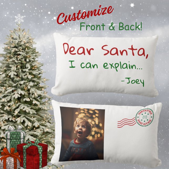 Dear Santa funny Christmas cute keepsake seasonal Lumbar Cushion (Cute Christmas keepsake pillow for kids or adults! Men and women would enjoy this holiday gift.)