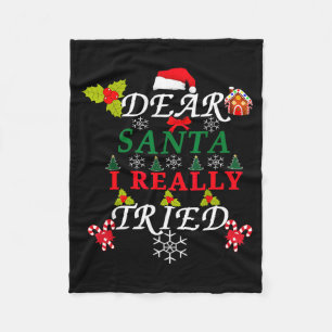 Dear Santa Funny Christmas Meme Family Xmas Pajama Fleece Blanket
