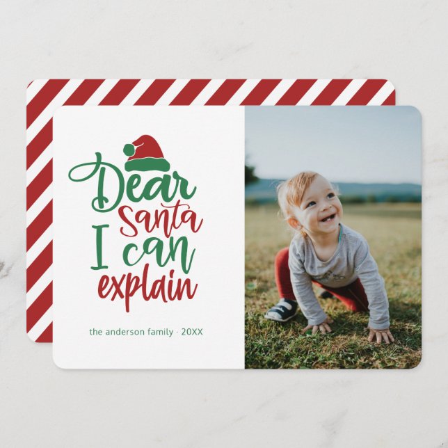 Dear Santa... Funny Holiday Christmas Photo Card (Front/Back)