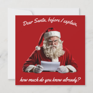 Dear Santa... Funny Santa Claus, Christmas Holiday Card