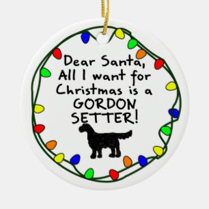 Dear Santa Gordon Setter Ceramic Tree Decoration