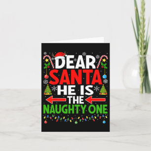 Dear Santa He's Naughty One Christmas Couple Pajam Card