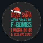 Dear Santa Human Resources Funny Hr Christmas 2023 Classic Round Sticker<br><div class="desc">Dear Santa Human Resources Funny Hr Christmas 2023 Quote</div>