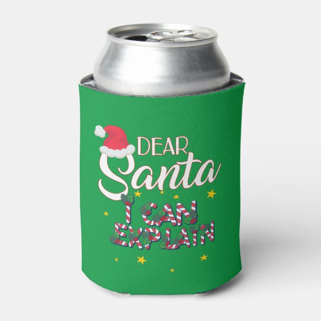 Dear Santa, I can Explain Christmas Can Cooler (Can Front)