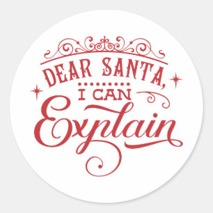 Dear Santa I Can Explain Christmas Envelope Classic Round Sticker