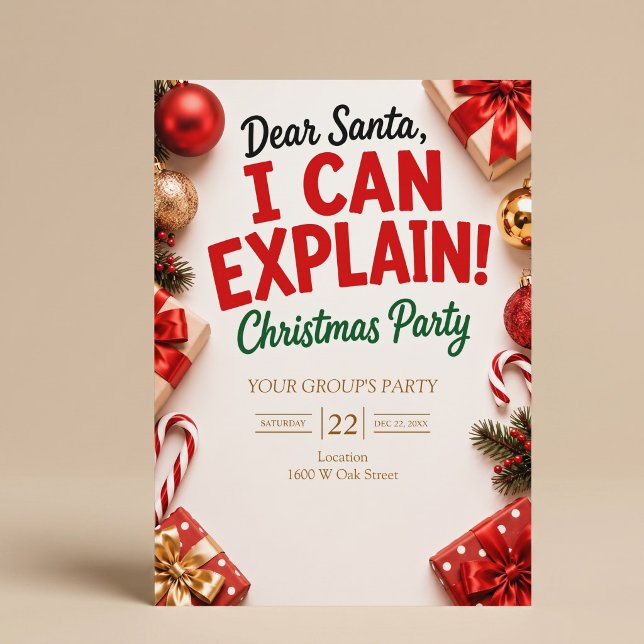 Dear Santa I Can Explain Christmas Party Invitation (Creator Uploaded)