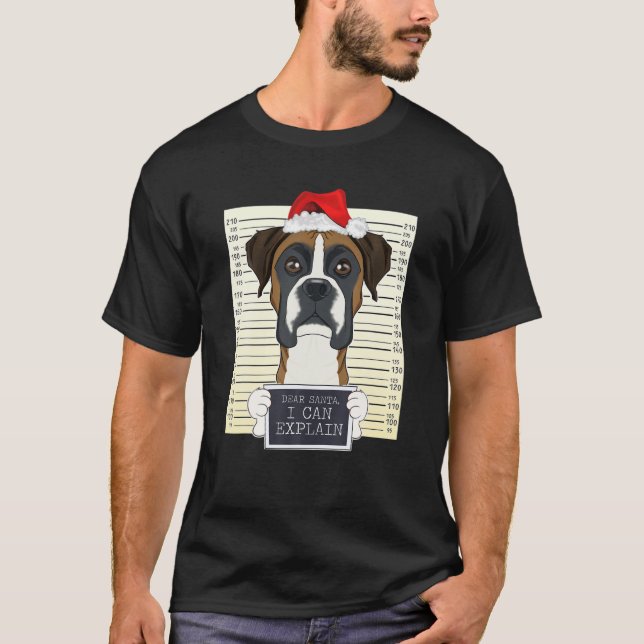 Dear Santa I Can Explain - Funny Christmas Boxer T-Shirt (Front)
