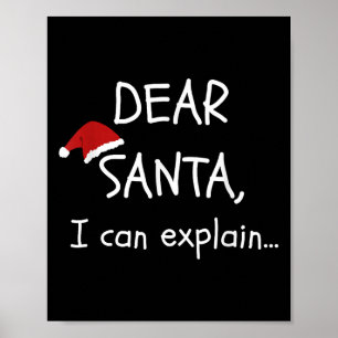 Dear Santa I Can Explain Funny Christmas Party Poster