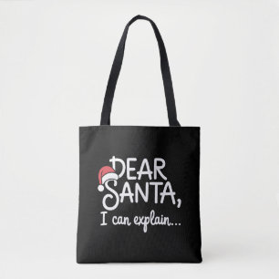 Dear Santa I Can Explain Funny Christmas Party Tote Bag
