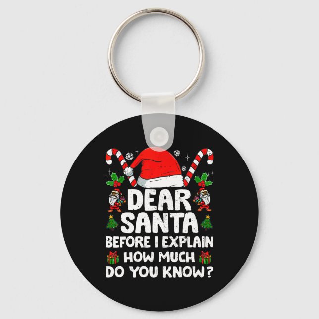Dear Santa I Can Explain Funny Christmas Xmas Men  Key Ring (Front)
