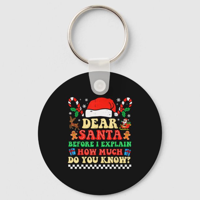 Dear Santa I Can Explain Funny Christmas Xmas Squa Key Ring (Front)