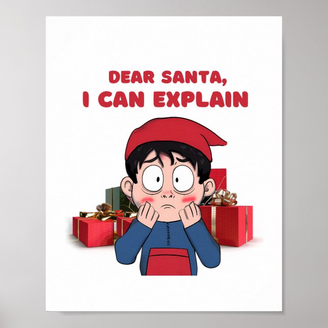 Dear Santa, I Can Explain Guilty Christmas Design Poster (Front)