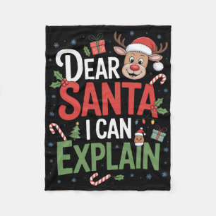 Dear Santa I Can Explain Kids Holiday Christmas Pa Fleece Blanket