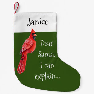 Dear Santa, I Can Explain Red Cardinal Small Christmas Stocking
