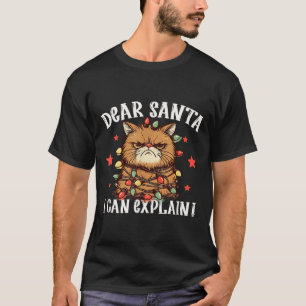 Dear Santa I Can Explain The Cat Did It Funny Chri T-Shirt