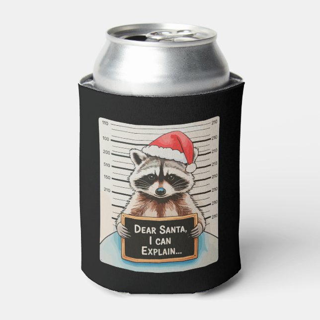Dear Santa I Can Explain Xmas Christmas Racoon Cooler (Can Front)