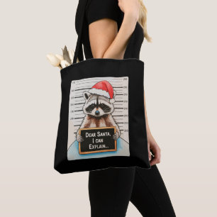 Dear Santa I Can Explain Xmas Christmas Racoon Tote Bag