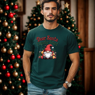 Dear Santa I Really Tried Funny Christmas Gnome T-Shirt