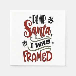 Dear Santa, I was Framed Christmas Holiday Napkin