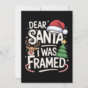 Dear Santa I Was Framed Christmas Reindeer Tree Invitation