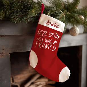 Dear Santa I Was Framed Cute Funny Red Small Christmas Stocking
