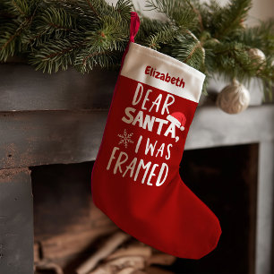 Dear Santa I Was Framed Funny Christmas Stockings
