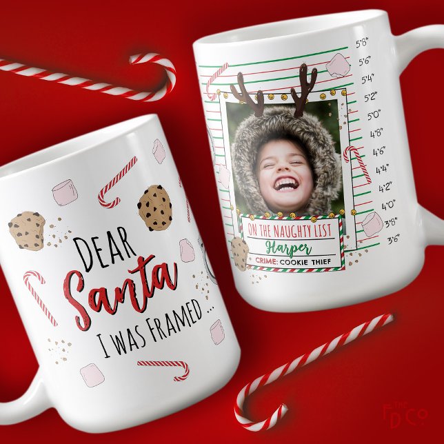 Dear Santa (I was Framed) Funny Mugshot Christmas Coffee Mug (Creator Uploaded)