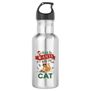 Dear Santa It Was Cat Orange Christmas Ornament 532 Ml Water Bottle