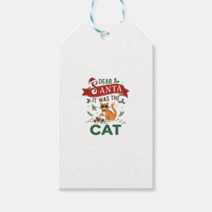 Dear Santa It Was Cat Orange Christmas Ornament Gift Tags
