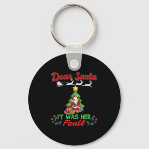 Dear Santa It Was Her Fault Siblings Matching Xmas Key Ring