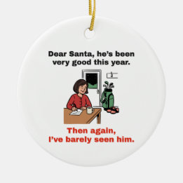 Dear Santa, I've Barely Seen Him: Golf Christmas Ceramic Tree Decoration
