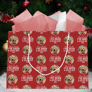 Dear Santa I've Been a Good Boy, Dog Photo Large Gift Bag