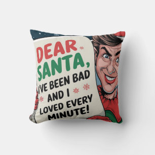 Dear Santa, I've Been Bad Christmas Elf Fun Design Cushion