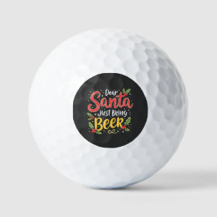Dear Santa, Just Bring Beer Santa Clause Golf Balls