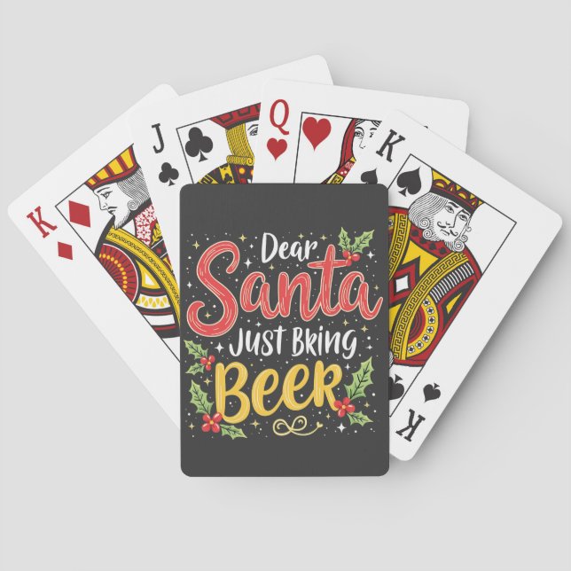 Dear Santa, Just Bring Beer Santa Clause Playing Cards (Back)