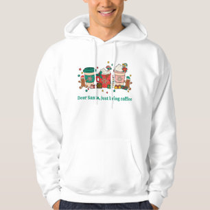 Dear Santa, Just Bring Coffee Men's White Hoodie