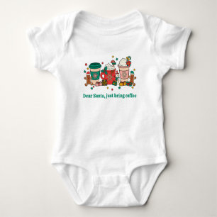 Dear Santa, Just Bring Coffee White Baby Bodysuit